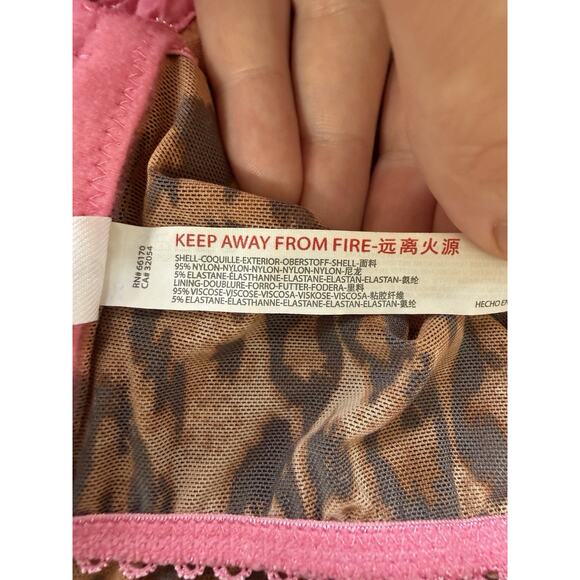 Out From Under Urban Outfitters Lace Mesh Corset Bustier Top Med Brown Leopard - Picture 6 of 6